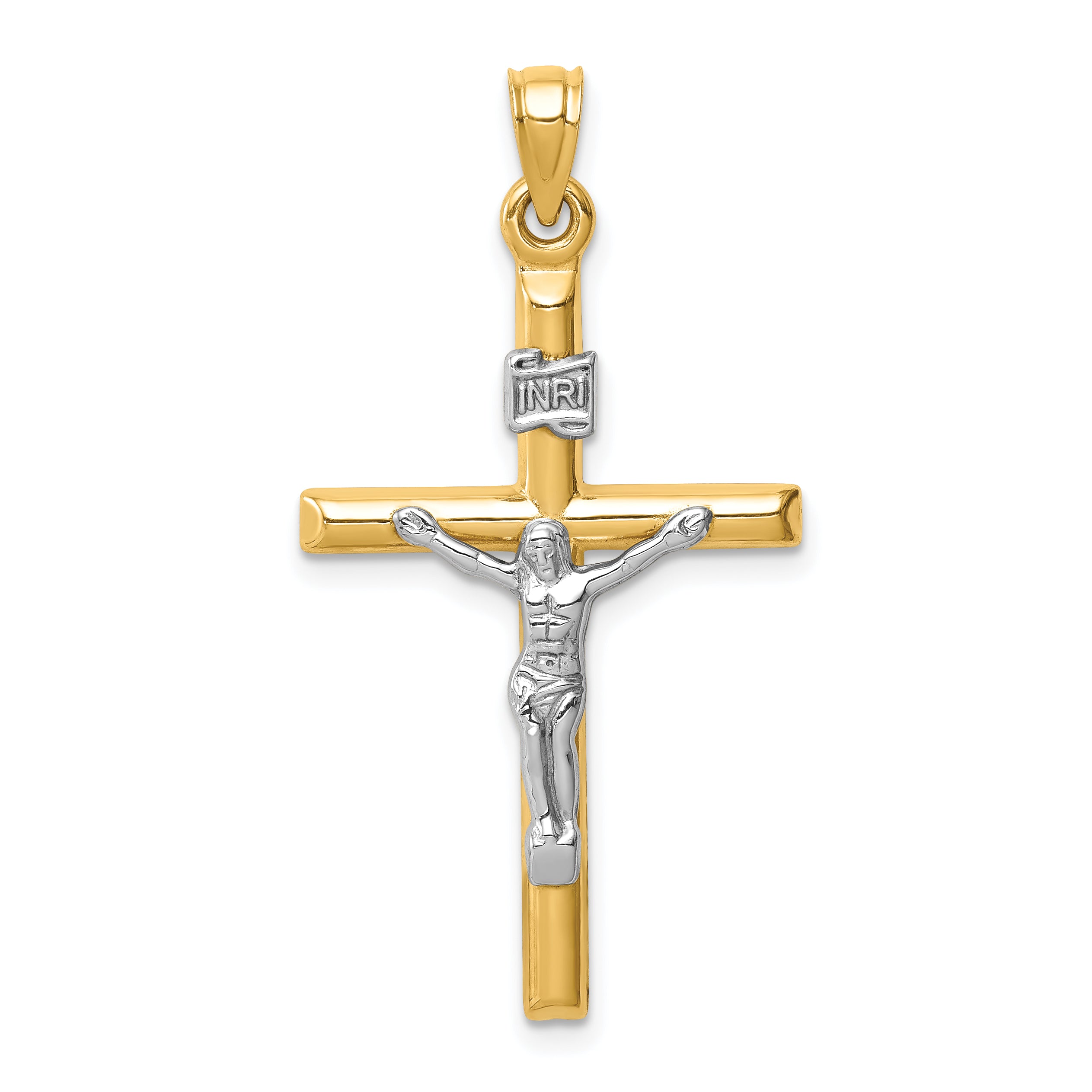 14k Two-tone 14k Two-tone Hollow Crucifix Pendant