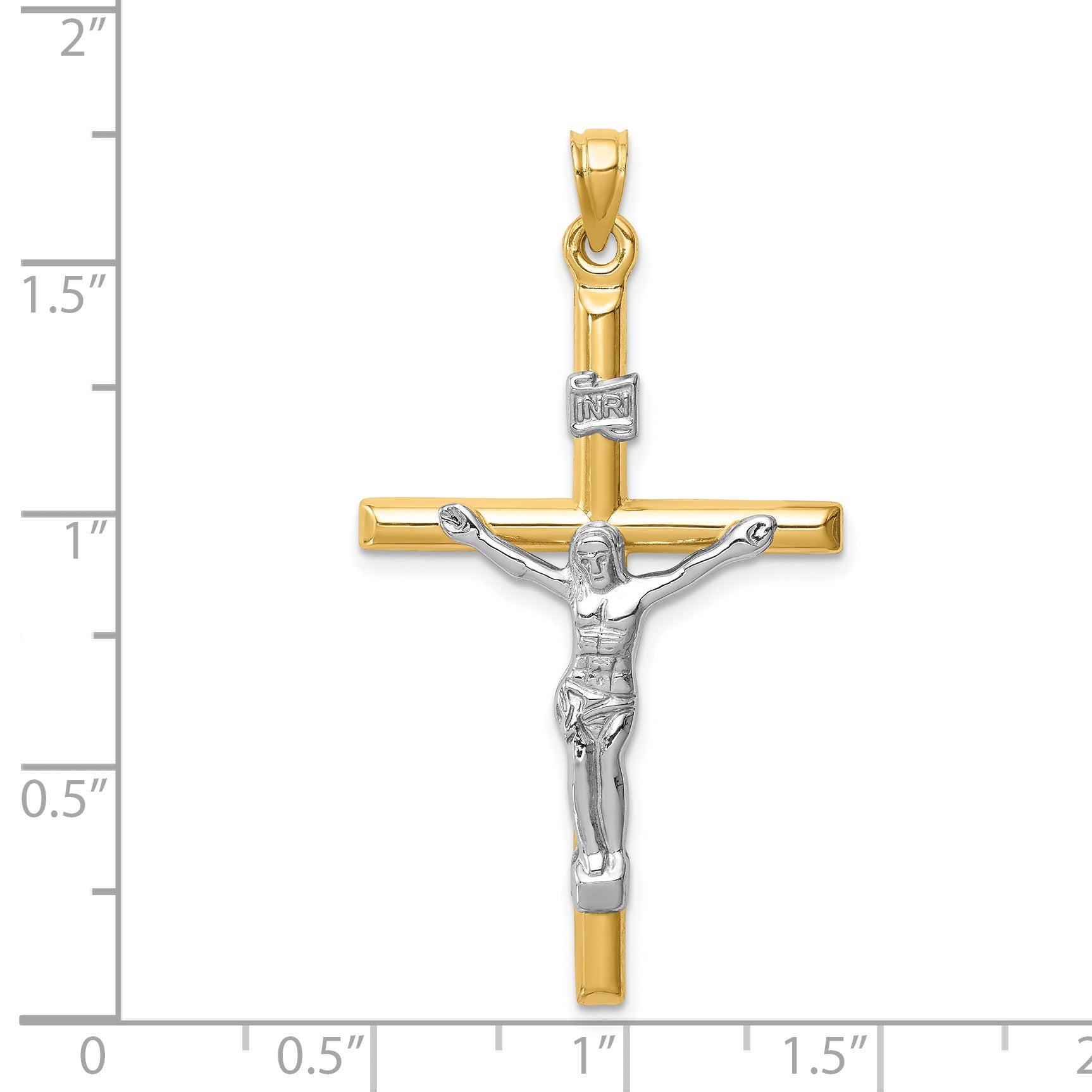 14k Two-tone 14k Two-tone Hollow Crucifix Pendant