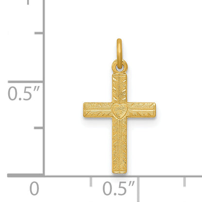 14k Yellow Gold 14k Heart Cross Charm