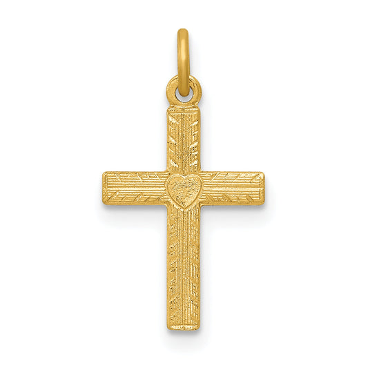 14k Yellow Gold 14k Heart Cross Charm