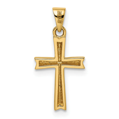 14k Yellow & Rhodium 14k w/Rhodium Diamond-cut Small Latin Cross Pendant