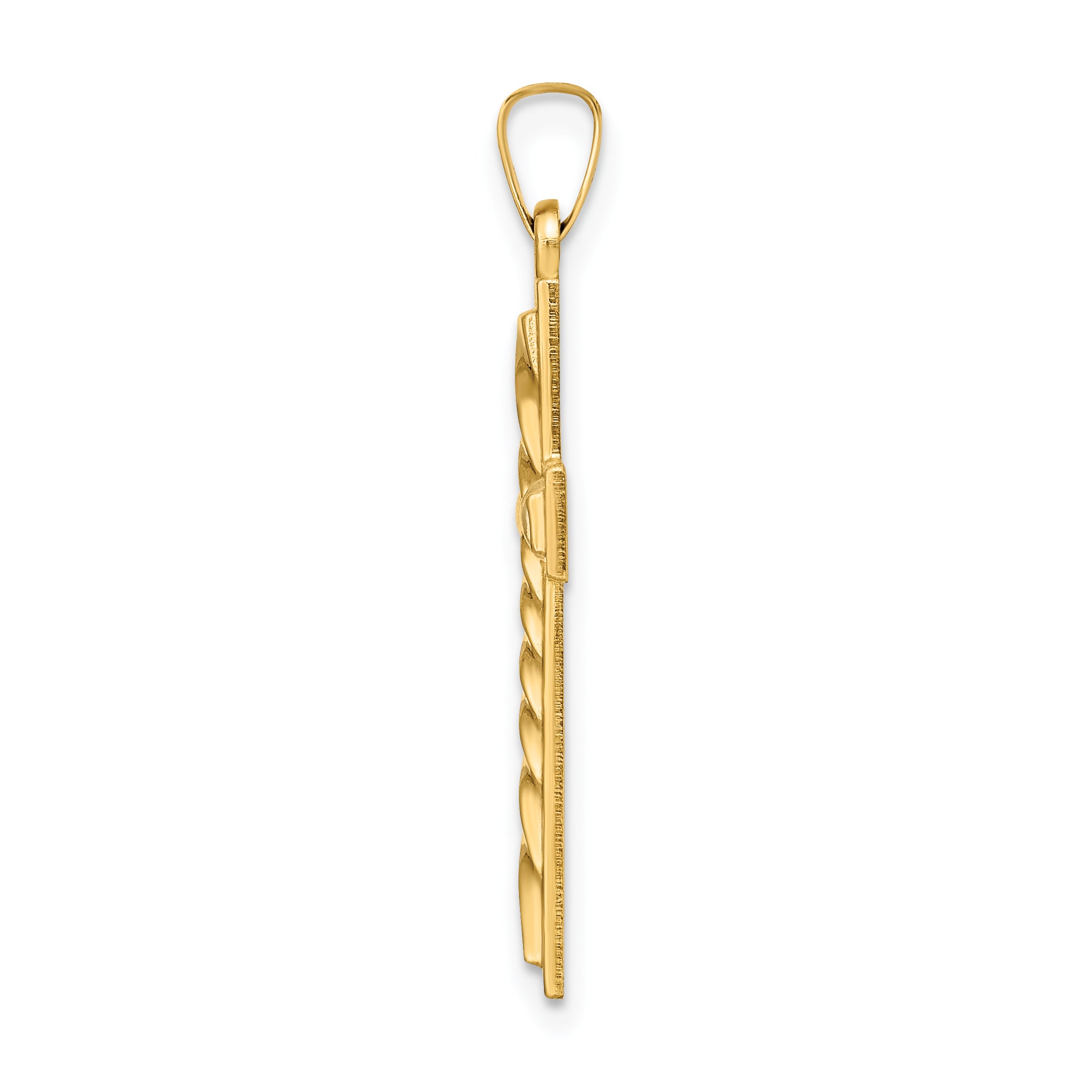14k Yellow Gold 14k Polished and Twisted Hollow Cross Pendant