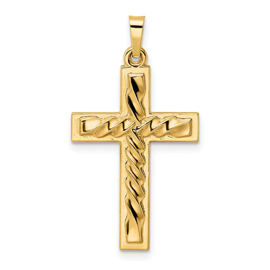14k Yellow Gold 14k Polished and Twisted Hollow Cross Pendant