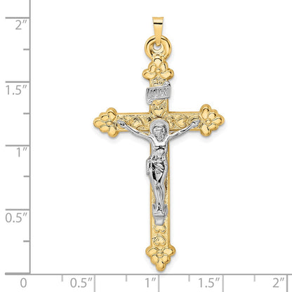 14k Two-tone 14k Two-tone Polished Hollow INRI Budded Crucifix Pendant