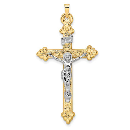 14k Two-tone 14k Two-tone Polished Hollow INRI Budded Crucifix Pendant