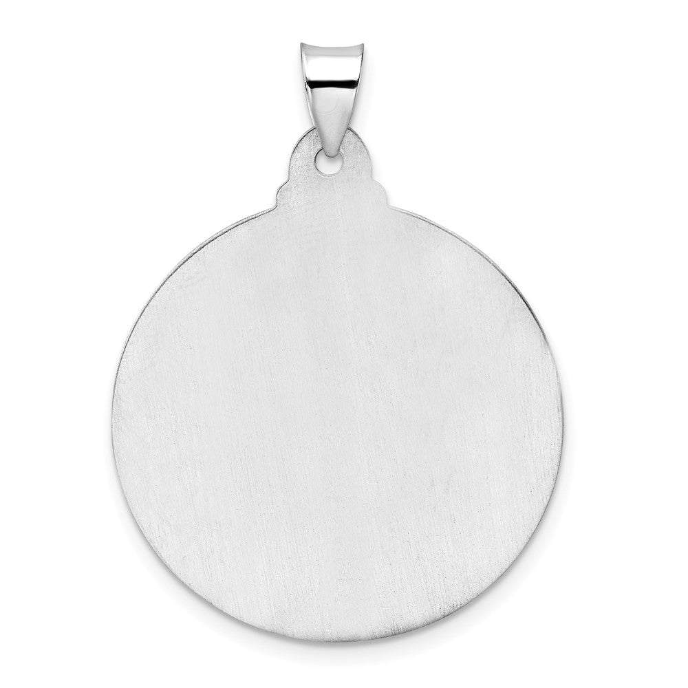 14K White Gold Polished And Satin Hollow Jesus Face Disc Pendant