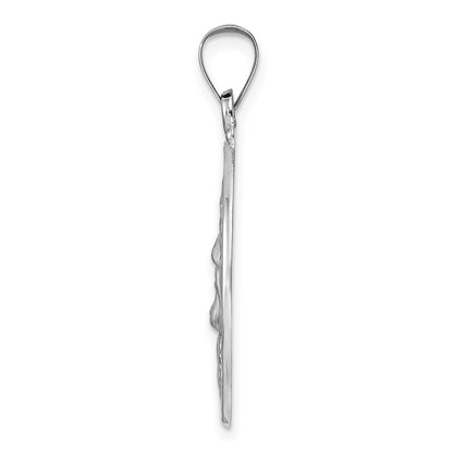 14k White Gold 14k White Gold Polished and Satin Hollow Jesus Face Disc Pendant