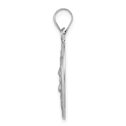 14k White Gold 14k White Gold Polished and Satin Hollow Jesus Face Disc Pendant