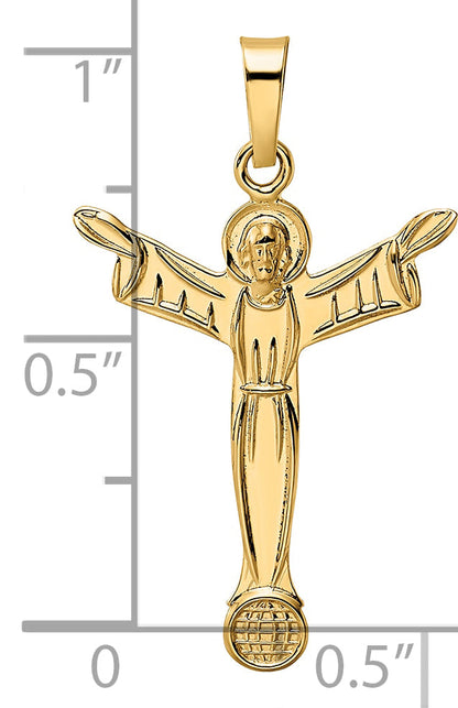 14k Yellow Gold 14k Polished Solid Risen Christ Pendant