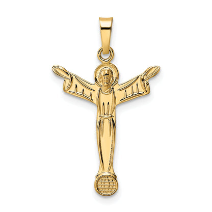 14k Yellow Gold 14k Polished Solid Risen Christ Pendant