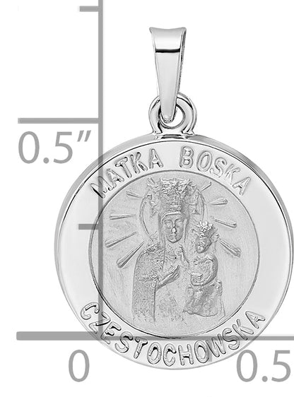 14k White Gold 14k White Gold Polished and Satin Hollow Matka Boska Medal Pendant