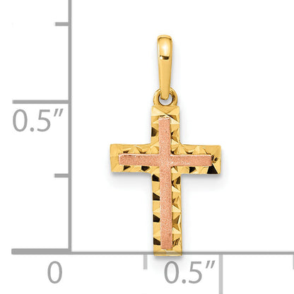 14k Two-tone 14K Two-tone Diamond Cut Cross Pendant
