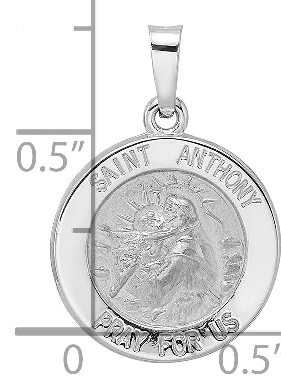 14k White Gold 14k White Gold Polished and Satin Hollow St Anthony Medal Pendant
