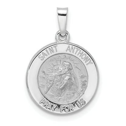 14k White Gold 14k White Gold Polished and Satin Hollow St Anthony Medal Pendant