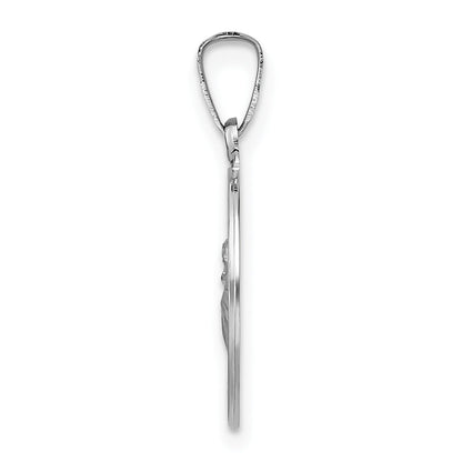 14K White Gold Polished And Satin Hollow St Anthony Medal Pendant