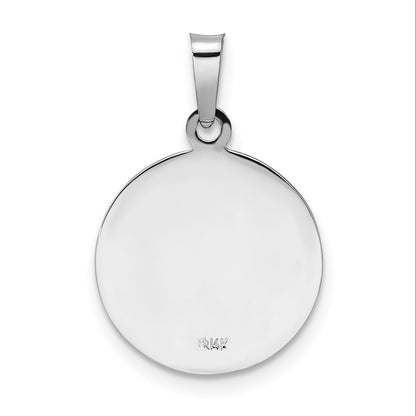 14K White Gold Polished And Satin Hollow St Anthony Medal Pendant