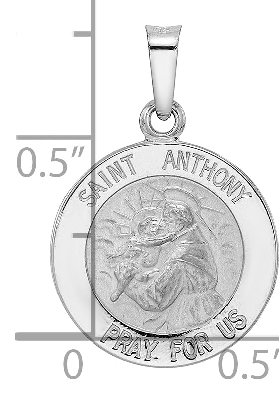 14K White Gold Polished And Satin Hollow St Anthony Medal Pendant