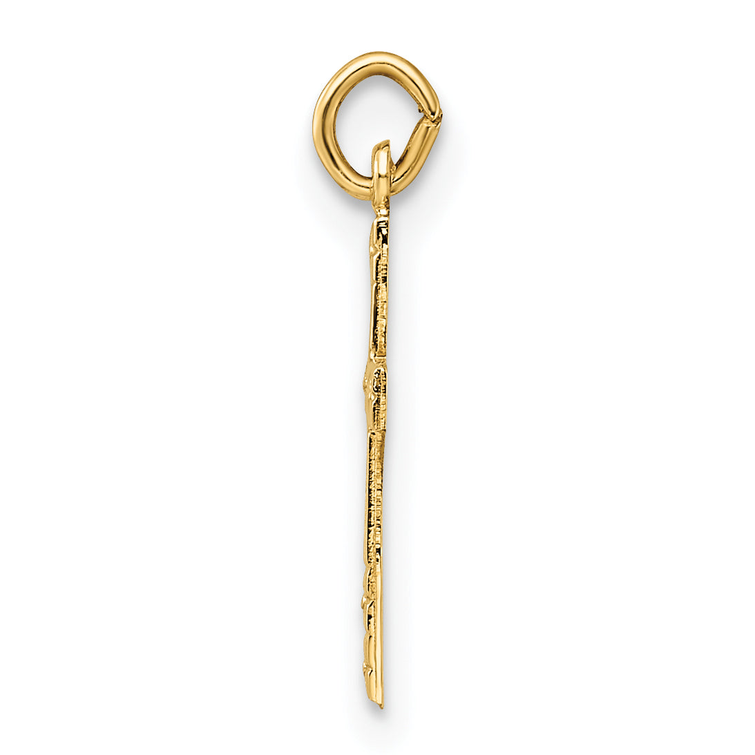 14K Yellow Gold Polished And Textured Solid Cross Pendant