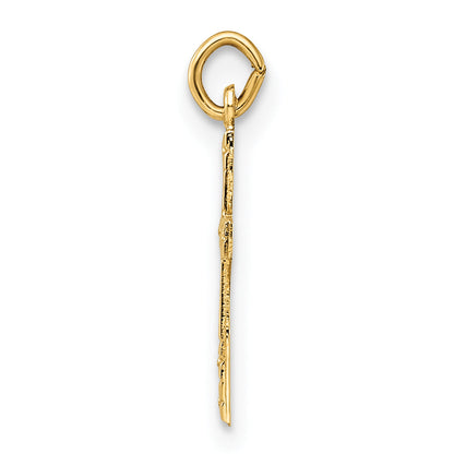 14K Yellow Gold Polished And Textured Solid Cross Pendant