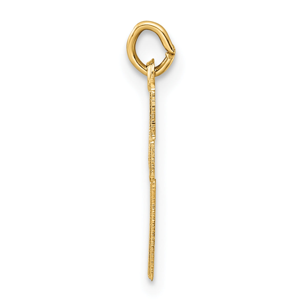 14K Yellow Gold Polished And Textured Solid Star Cross Pendant