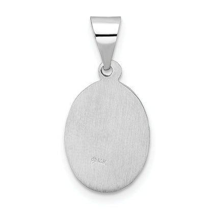 14k White Gold 14k White Gold Polished and Satin Hollow Oval St Anthony Medal Pendant