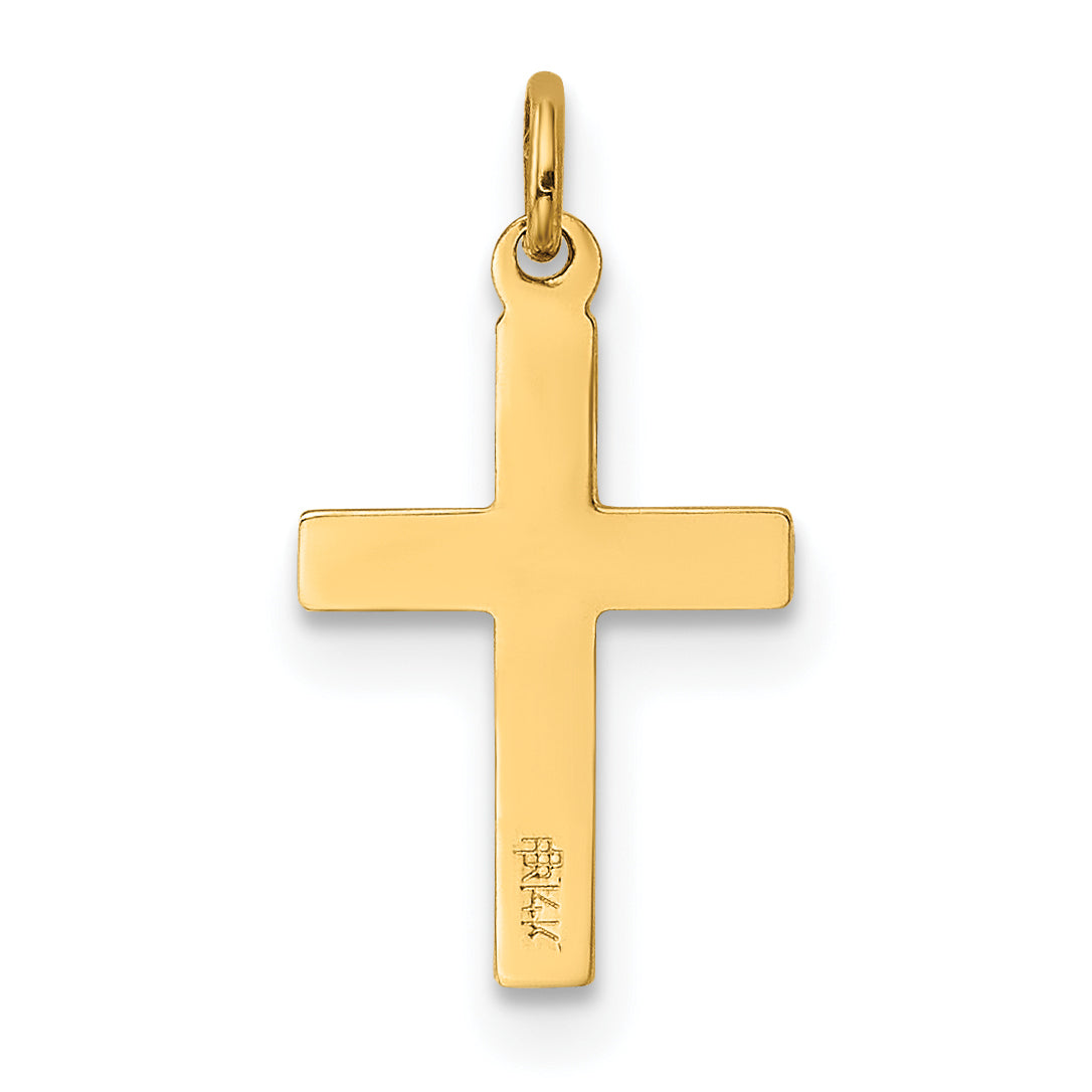 14k Yellow Gold 14k Floral Cross Charm
