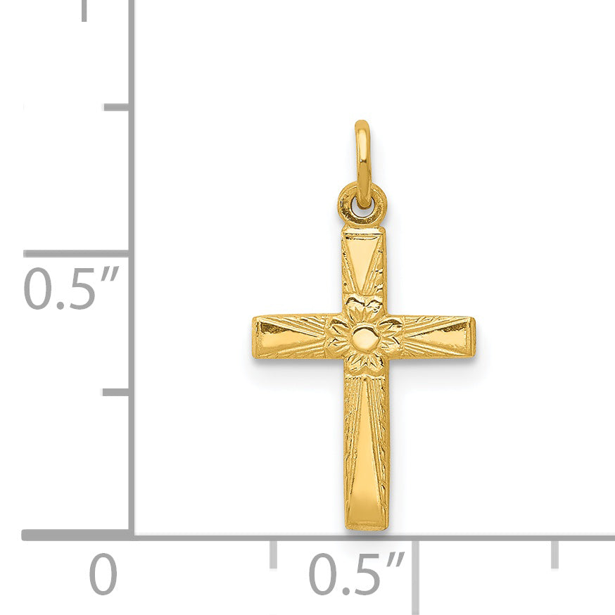 14k Yellow Gold 14k Floral Cross Charm