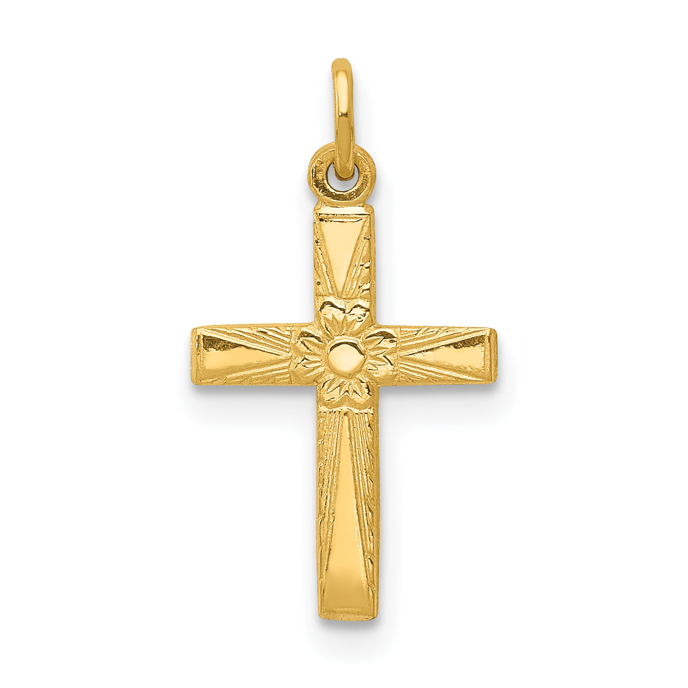 14k Yellow Gold 14k Floral Cross Charm