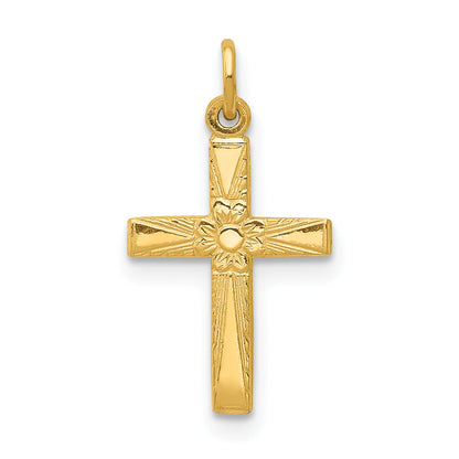 14k Yellow Gold 14k Floral Cross Charm