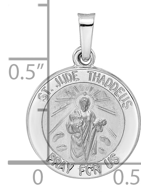 14k White Gold 14k White Gold Polished and Satin Hollow St Jude Thaddeus Medal Pendant