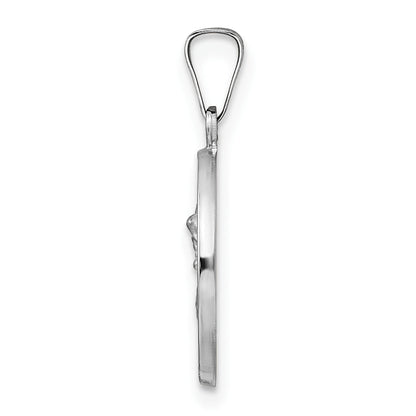 14k White Gold 14k White Gold Polished and Satin Hollow St Michael Medal Pendant