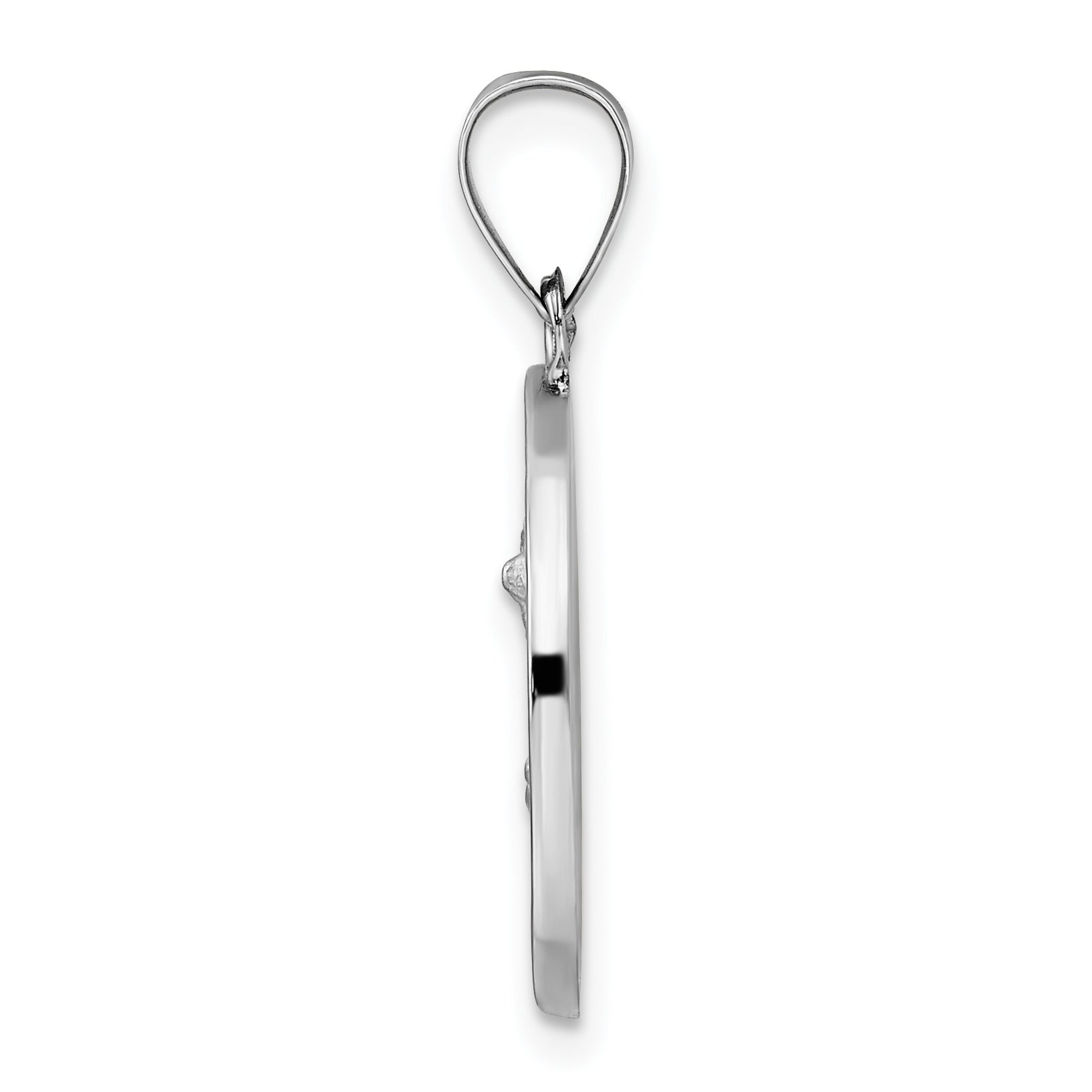 14k White Gold 14k White Gold Polished and Satin Hollow St Michael Medal Pendant