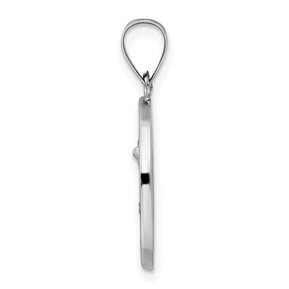 14k White Gold 14k White Gold Polished and Satin Hollow St Michael Medal Pendant