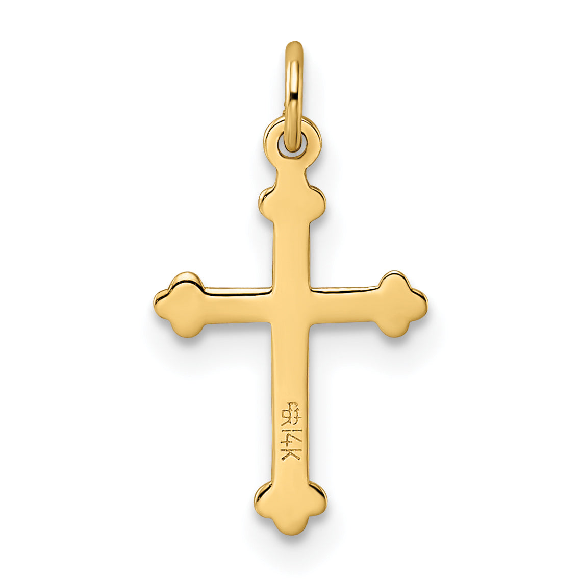 14k Yellow Gold 14k Polished and Textured Solid Diamond Shape Cross Pendant