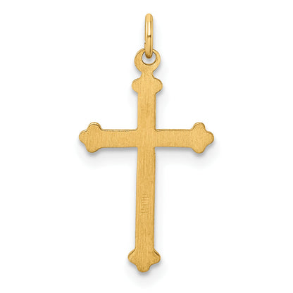 14k Yellow Gold 14k Polished and Textured Solid Diamond Shape Cross Pendant