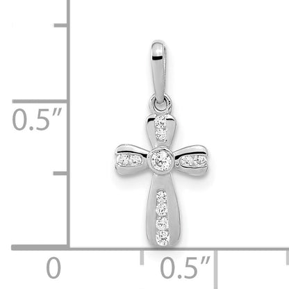 14k White Gold 14K White Gold CZ Cross Pendant