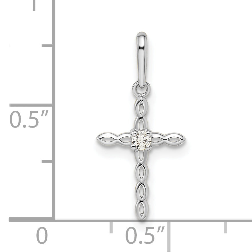14k White Gold 14k White Gold CZ Cross Pendant