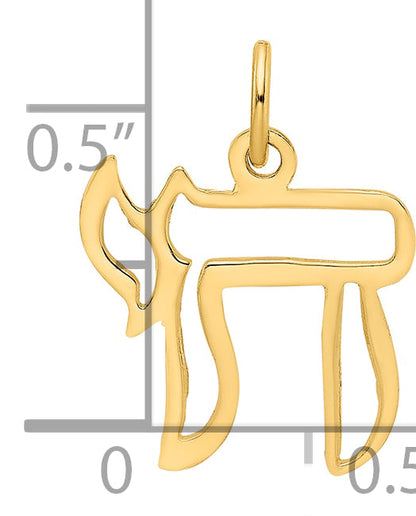 14k Yellow Gold 14k Polished Solid Chai Symbol Outline Pendant