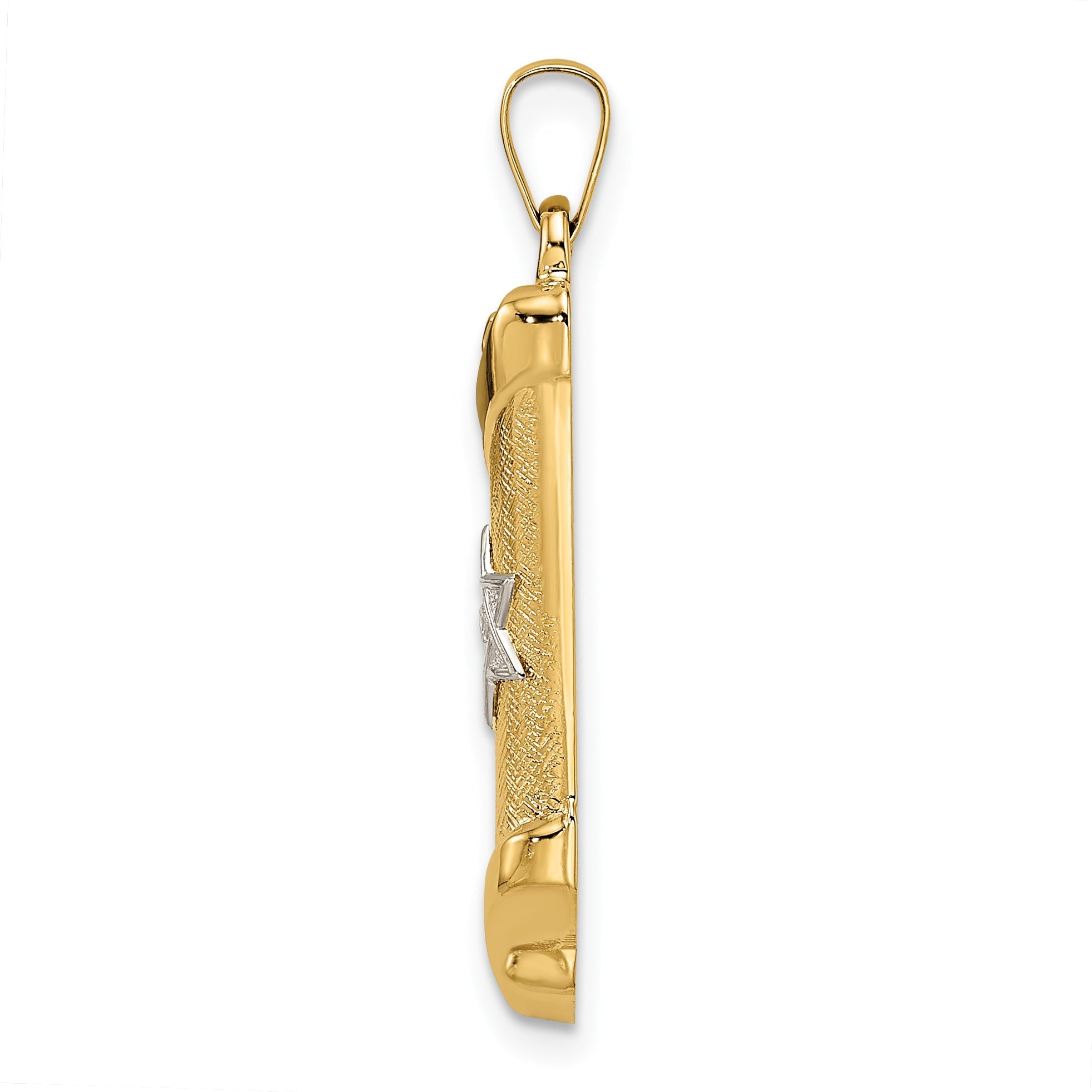 14k Two-tone 14k Two-tone Polished and Textured Hollow Mezuzah Pendant