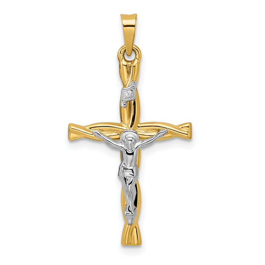 14k Two-tone 14k Two-tone Polished Hollow INRI Crucifix Twisted Cross Pendant