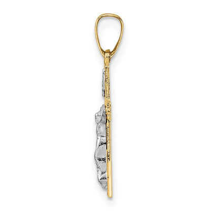 14k Two-tone 14k Two-tone Polished Solid INRI Crucifix Pendant