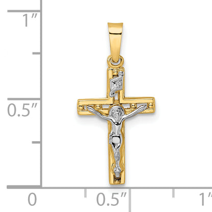 14k Two-tone 14k Two-tone Polished Solid INRI Crucifix Pendant