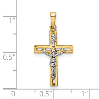14k Two-tone 14k Two-tone Polished Solid INRI Crucifix Pendant
