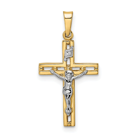 14k Two-tone 14k Two-tone Polished Solid INRI Crucifix Pendant
