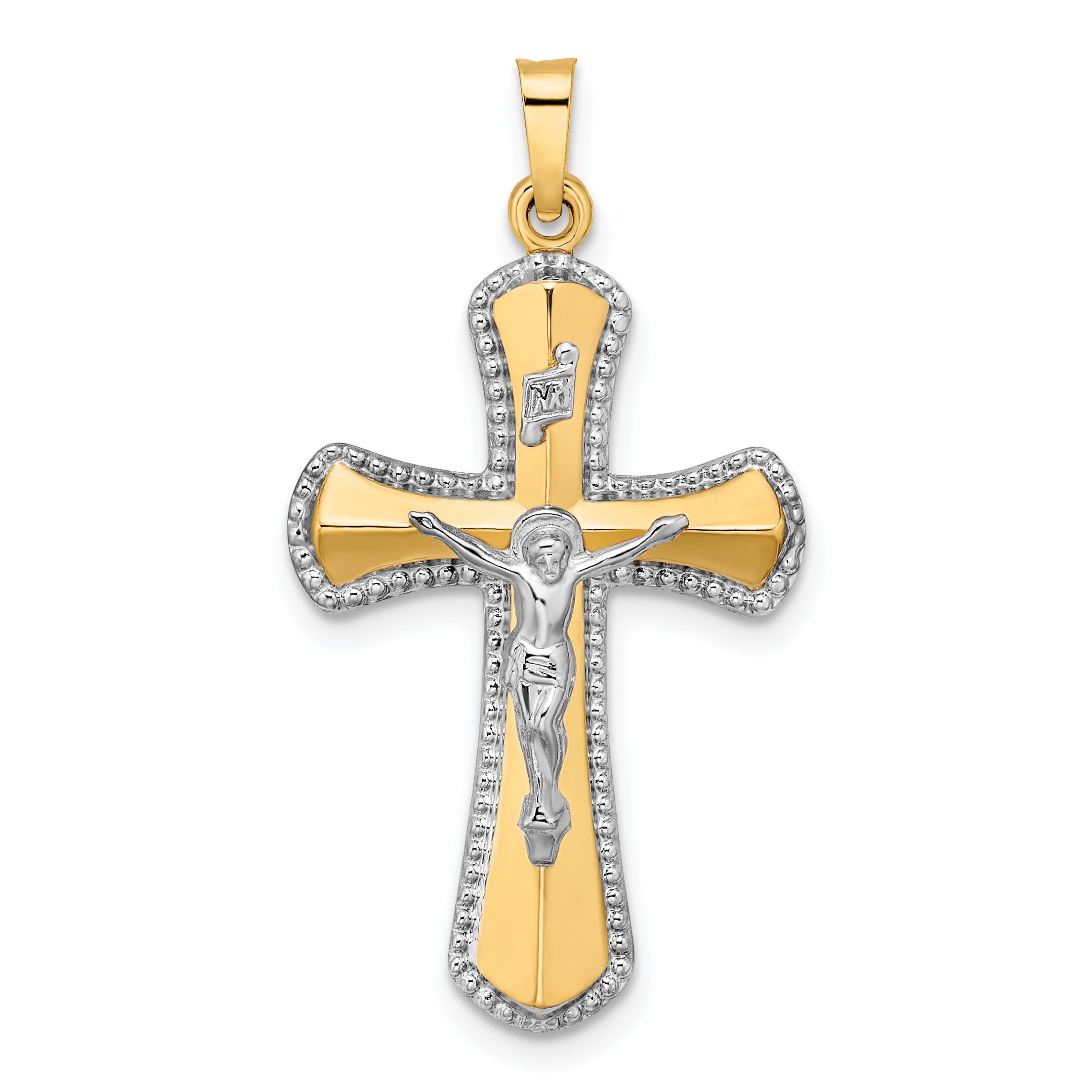14k Two-tone 14k Two-tone and White Rhodium Hollow INRI Crucifix Pendant
