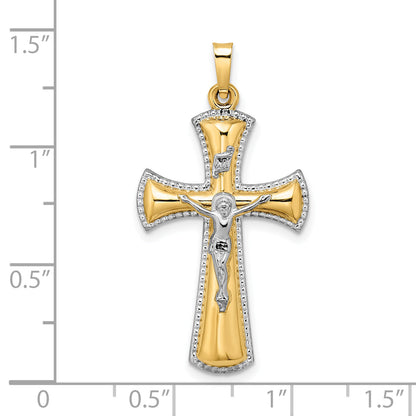 14k Two-tone 14k Two-tone and White Rhodium Hollow INRI Crucifix Pendant