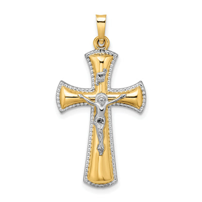 14k Two-tone 14k Two-tone and White Rhodium Hollow INRI Crucifix Pendant
