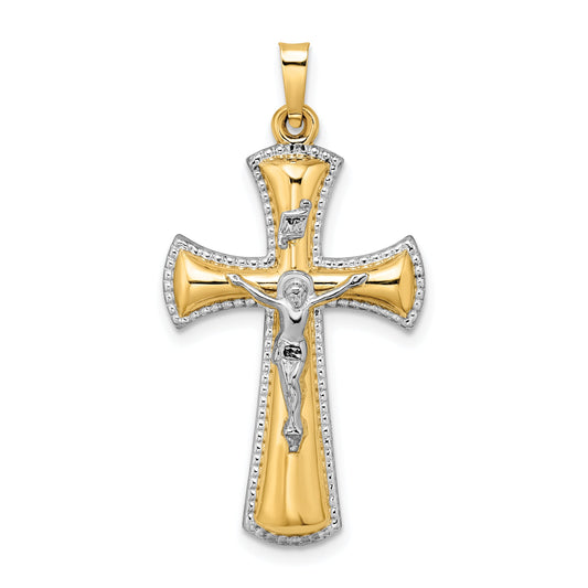 14k Two-tone 14k Two-tone and White Rhodium Hollow INRI Crucifix Pendant