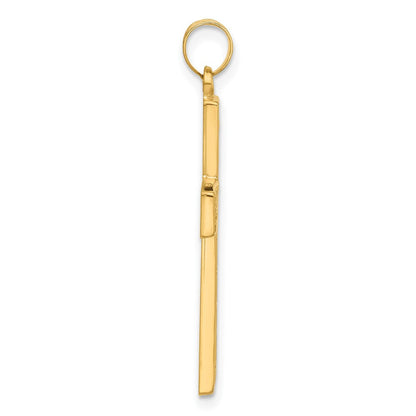 14K Yellow Gold Polished and Textured Floral Cross Pendant