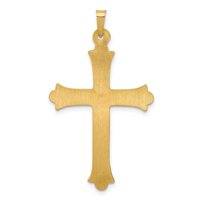 14k Yellow Gold 14k Hollow Fleur De Lis Cross Pendant